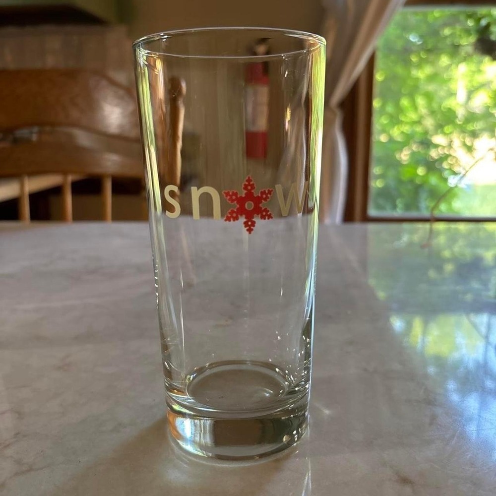 Libbey Cooler Glass Snow Snowflake 16oz Clear Holiday Highball Glass 6in Tall